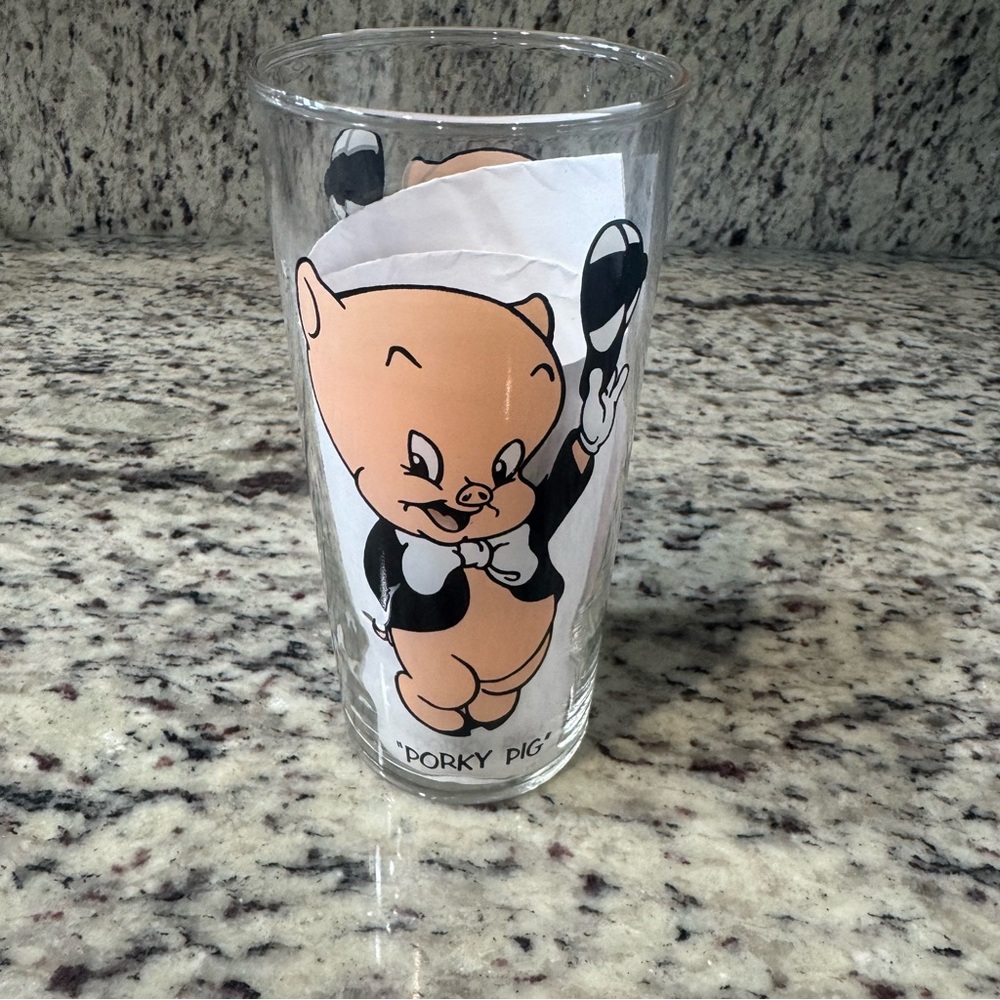 1973 Pepsi Collector Glass Porky Pig Warner Bros Looney Tunes Vintage